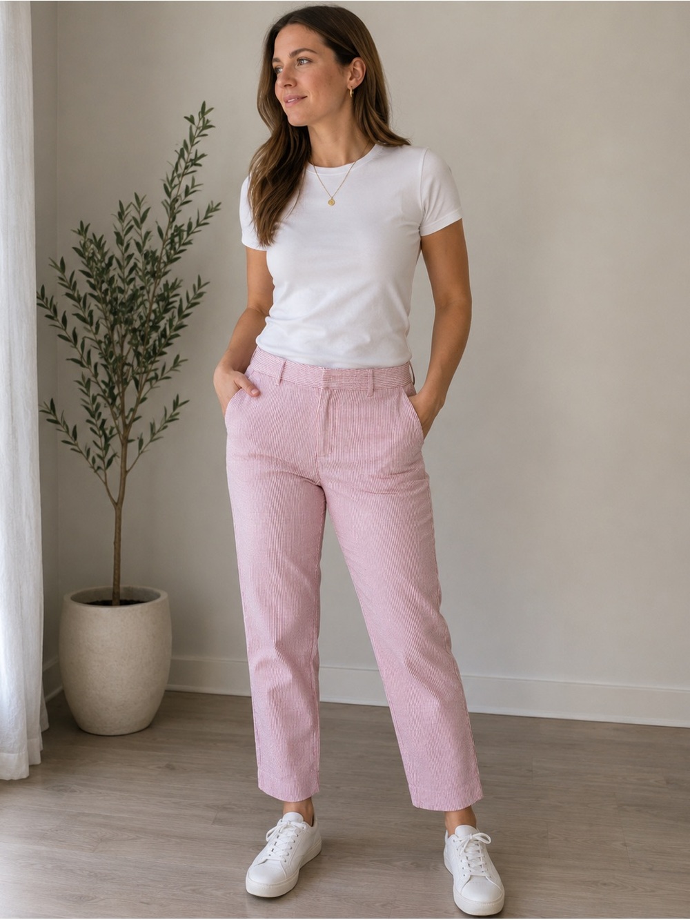 Ralph Lauren Pink & White Striped Cotton pants. BB28